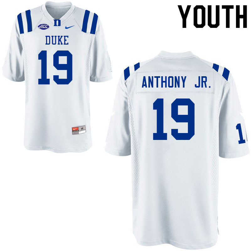 Youth #19 Vincent Anthony Jr. Duke Blue Devils College Football Jerseys Sale-White - Click Image to Close